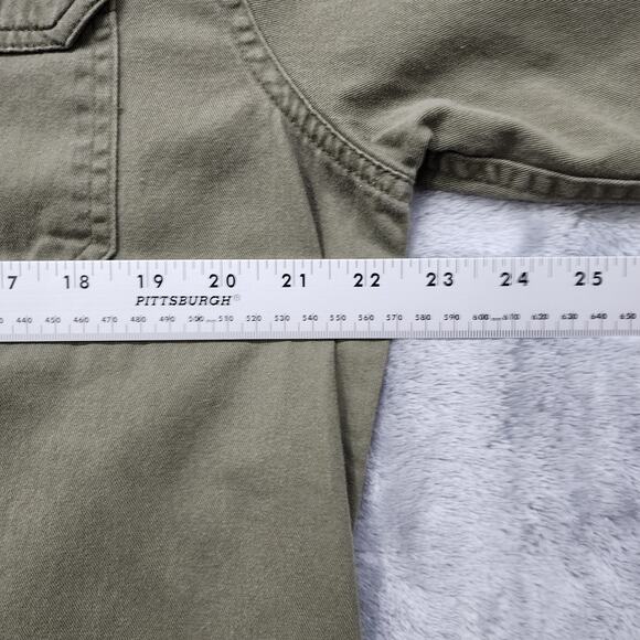 Wrangler Shirt Mens M Green Cotton Long Sleeve Button Front Workwear Outdoors - Picture 9 of 11